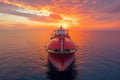 Ship transporting crude oil across the ocean is a large oil tanker Royalty Free Stock Photo