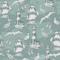 Ship travel pattern seamless monochrome