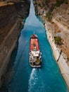 Ship traveling through the canal of corinth