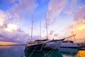 Ship with twilight sunset Royalty Free Stock Photo