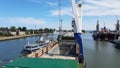 ship under repair at the shipyard in Gdansk, Poland