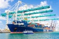 Ship unloading containers at the Port of Miami Royalty Free Stock Photo