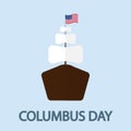 Ship with usa flag for columbus day in flat design