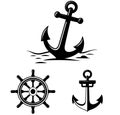 Nautical symbols anchor ship wheel and water elements Royalty Free Stock Photo