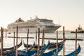 Ship in Venice in a clody