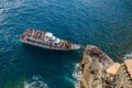 Ship in Vernazza - Cinque Terre - Italy Royalty Free Stock Photo