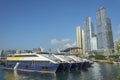 Ship in Victoria habor in Hong Kong city Royalty Free Stock Photo