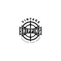 Ship and vintage ship wheel logo design icon