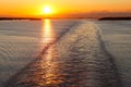 Ship wake at sunset