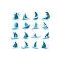 ship is on the waves. Sailboat. Logo for a tourist company