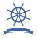 Ship wheel banner isolated on white background.illustration Royalty Free Stock Photo