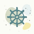 Ship wheel. Boat steering wheel icon.  White vector icon on multicolored background Royalty Free Stock Photo