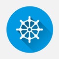 Ship wheel. Boat steering wheel icon. Vector illustration on blu Royalty Free Stock Photo