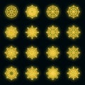Ship wheel icons set vector neon Royalty Free Stock Photo
