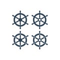 Ship wheel with six handles vector icon.