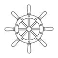 Ship wheel vector outline icon. Vector illustration helm on white background. Isolated outline illustration icon of ship