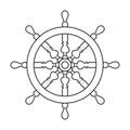 Ship wheel vector outline icon. Vector illustration helm on white background. Isolated outline illustration icon of ship