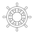 Ship wheel vector outline icon. Vector illustration helm on white background. Isolated outline illustration icon of ship