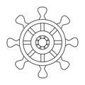 Ship wheel vector outline icon. Vector illustration helm on white background. Isolated outline illustration icon of ship