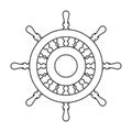 Ship wheel vector outline icon. Vector illustration helm on white background. Isolated outline illustration icon of ship