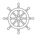 Ship wheel vector outline icon. Vector illustration helm on white background. Isolated outline illustration icon of ship