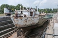 Ship in the only working drydock in holland Royalty Free Stock Photo