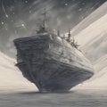 A ship wrapped in a mirage-like shroud that distorts its outline, making it elusive and hard to pin down amidst the stars