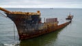 Ship wreck along the coast in Punta Arenas, Chile.