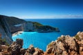 Ship Wreck beach and Navagio bay. The most famous natural landmark of Zakynthos, Greek island in the Ionian Sea Royalty Free Stock Photo