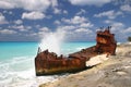 Ship wreck on a beach Royalty Free Stock Photo