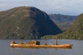 Ship wreck in a fjord of Patagonia