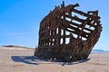 Ship Wreck on Oregon Coast near Cannon Beach and Cape Disappointment. Royalty Free Stock Photo