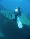 Ship wreck scuba diver boracay philippines Royalty Free Stock Photo