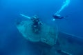 Ship wreck in tropical sea ,cannon tower of a sunken ship with s