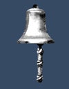 Ship's bell engraving. A realistic illustration of the Ship's bell. Black and white drawing Royalty Free Stock Photo