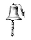 Ship's bell engraving. A realistic illustration of the Ship's bell. Black and white drawing Royalty Free Stock Photo