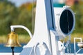 Ship's bell and signal light on the ship Royalty Free Stock Photo