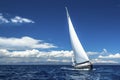 Ship yachts with white sails in the open Sea. Luxury boats. Royalty Free Stock Photo