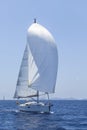 Ship yachts with white sails in the open Sea. Luxury Lifestyle. Royalty Free Stock Photo