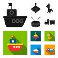 Ship, yule, giraffe, drum.Toys set collection icons in black,flat style vector symbol stock illustration web.