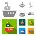 Ship, yule, giraffe, drum.Toys set collection icons in monochrome,flat style vector symbol stock illustration web.