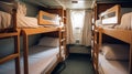 Ship cabin with bunk beds for onboard sleeping.AI Generated