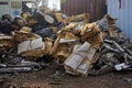 Shipbreaking Yard in Darukhana, Mumbai, India Ã¢â¬â INS Vikrant dismantling with scrap metal & workers in background