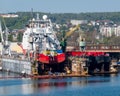 Shipbuilding and repairs at the port of Gdynia, Poland.