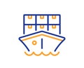 Shipment line icon. Logistic ship service sign. Vector