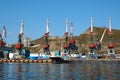 Shipment pier (stage) in russian seaport. Royalty Free Stock Photo