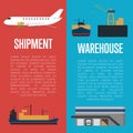 Shipment and warehouse banner set Royalty Free Stock Photo