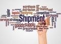 Shipment word cloud and hand with marker concept