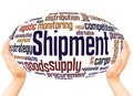 Shipment word cloud hand sphere concept