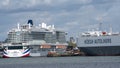 Shipping alongside Port of Southampton, UK.